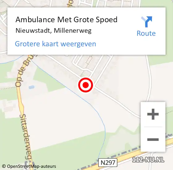 Locatie op kaart van de 112 melding: Ambulance Met Grote Spoed Naar Nieuwstadt, Millenerweg op 18 januari 2015 21:05