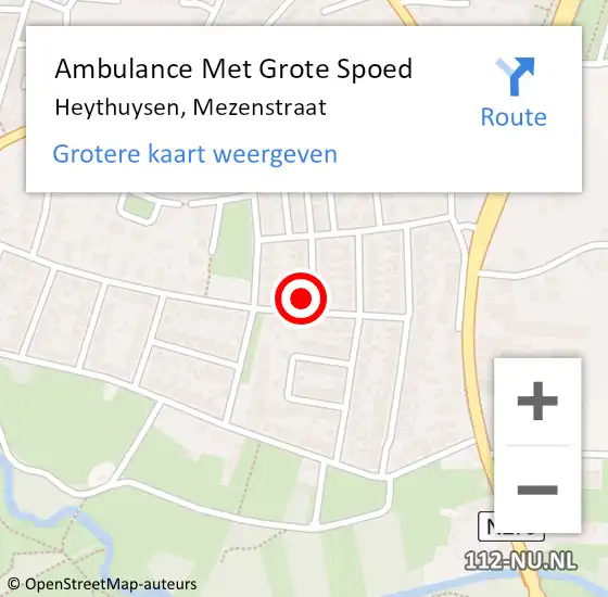 Locatie op kaart van de 112 melding: Ambulance Met Grote Spoed Naar Heythuysen, Mezenstraat op 18 januari 2015 21:20