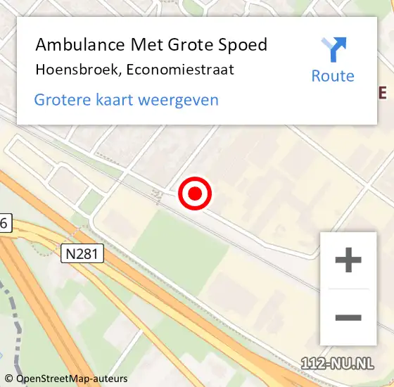 Locatie op kaart van de 112 melding: Ambulance Met Grote Spoed Naar Hoensbroek, Economiestraat op 18 januari 2015 21:43