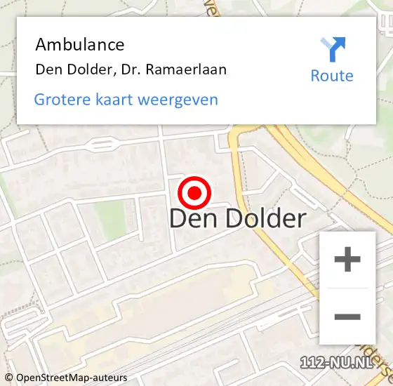 Locatie op kaart van de 112 melding: Ambulance Den Dolder, Dr. Ramaerlaan op 18 januari 2015 23:49