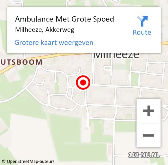 Locatie op kaart van de 112 melding: Ambulance Met Grote Spoed Naar Milheeze, Akkerweg op 19 januari 2015 00:15