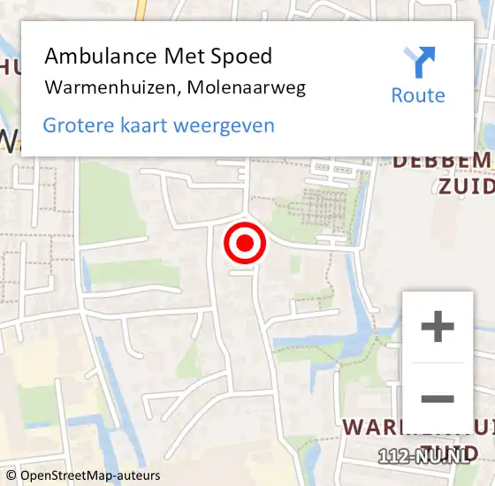 Locatie op kaart van de 112 melding: Ambulance Met Spoed Naar Warmenhuizen, Molenaarweg op 19 januari 2015 00:32