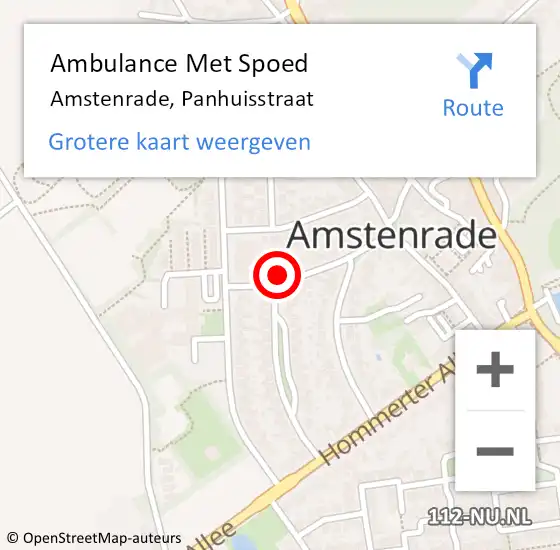 Locatie op kaart van de 112 melding: Ambulance Met Spoed Naar Amstenrade, Panhuisstraat op 19 januari 2015 01:22