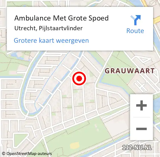 Locatie op kaart van de 112 melding: Ambulance Met Grote Spoed Naar Utrecht, Pijlstaartvlinder op 19 januari 2015 01:27