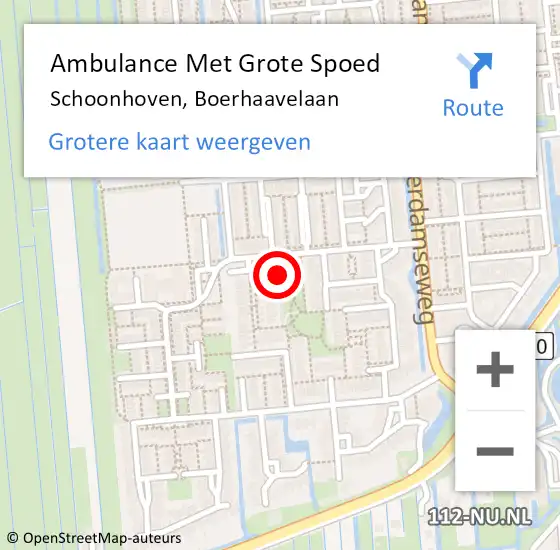 Locatie op kaart van de 112 melding: Ambulance Met Grote Spoed Naar Schoonhoven, Boerhaavelaan op 19 januari 2015 04:18