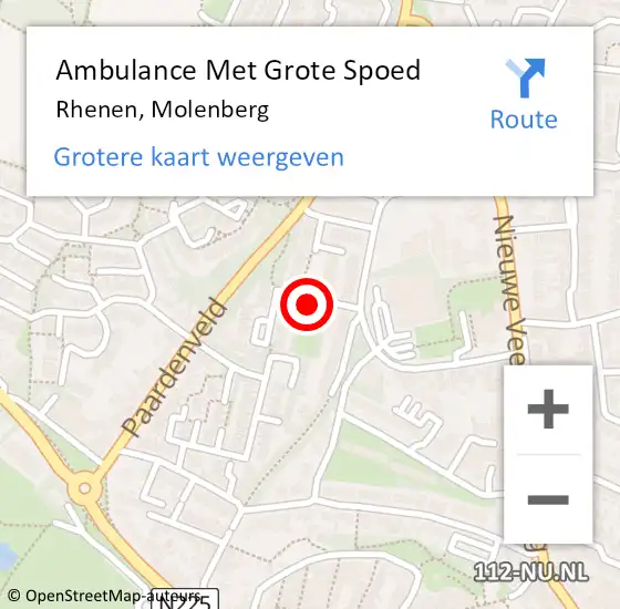 Locatie op kaart van de 112 melding: Ambulance Met Grote Spoed Naar Rhenen, Molenberg op 19 januari 2015 04:22