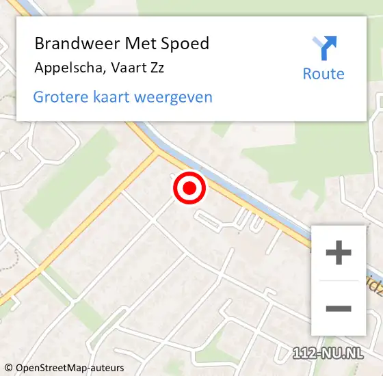 Locatie op kaart van de 112 melding: Brandweer Met Spoed Naar Appelscha, Vaart Zz op 19 januari 2015 04:26