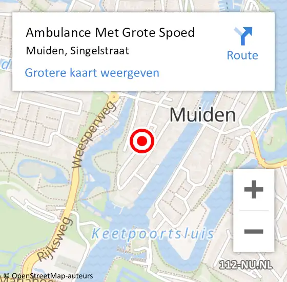 Locatie op kaart van de 112 melding: Ambulance Met Grote Spoed Naar Muiden, Singelstraat op 19 januari 2015 05:37