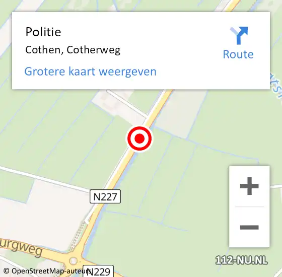 Locatie op kaart van de 112 melding: Politie Cothen, Cotherweg op 19 januari 2015 06:37