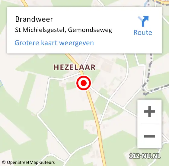 Locatie op kaart van de 112 melding: Brandweer St Michielsgestel, Gemondseweg op 28 oktober 2013 08:27