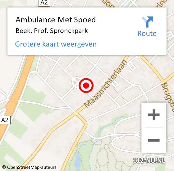 Locatie op kaart van de 112 melding: Ambulance Met Spoed Naar Beek, Prof. Spronckpark op 19 januari 2015 07:09