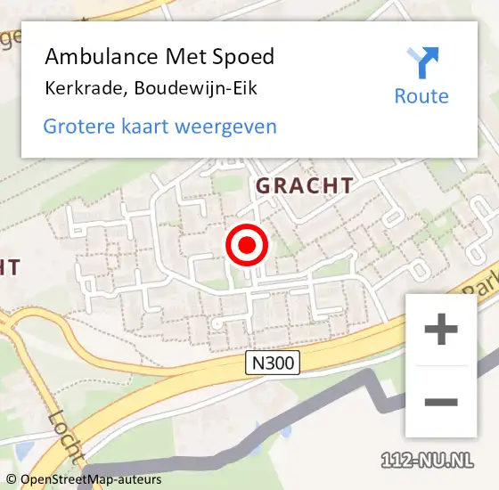 Locatie op kaart van de 112 melding: Ambulance Met Spoed Naar Kerkrade, Boudewijn-Eik op 19 januari 2015 07:14