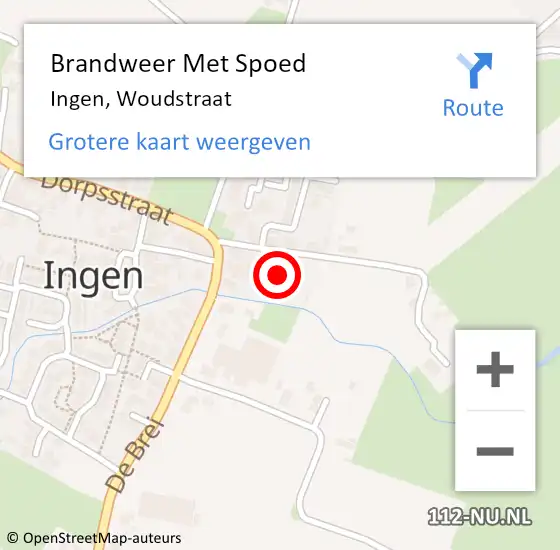 Locatie op kaart van de 112 melding: Brandweer Met Spoed Naar Ingen, Woudstraat op 28 oktober 2013 08:28