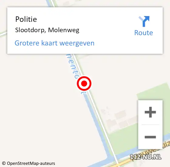 Locatie op kaart van de 112 melding: Politie Slootdorp, Molenweg op 19 januari 2015 08:06