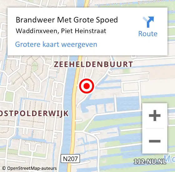 Locatie op kaart van de 112 melding: Brandweer Met Grote Spoed Naar Waddinxveen, Piet Heinstraat op 19 januari 2015 08:42