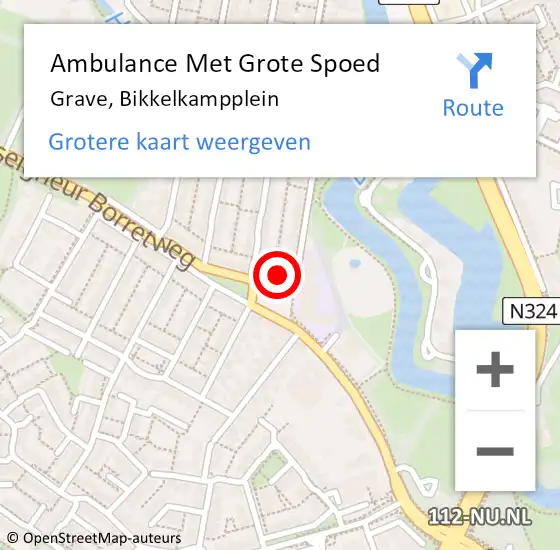 Locatie op kaart van de 112 melding: Ambulance Met Grote Spoed Naar Grave, Bikkelkampplein op 19 januari 2015 09:01