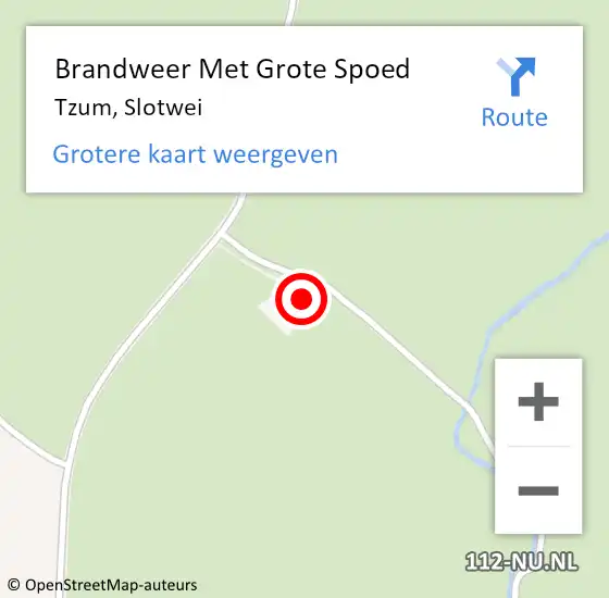 Locatie op kaart van de 112 melding: Brandweer Met Grote Spoed Naar Tzum, Slotwei op 19 januari 2015 10:12