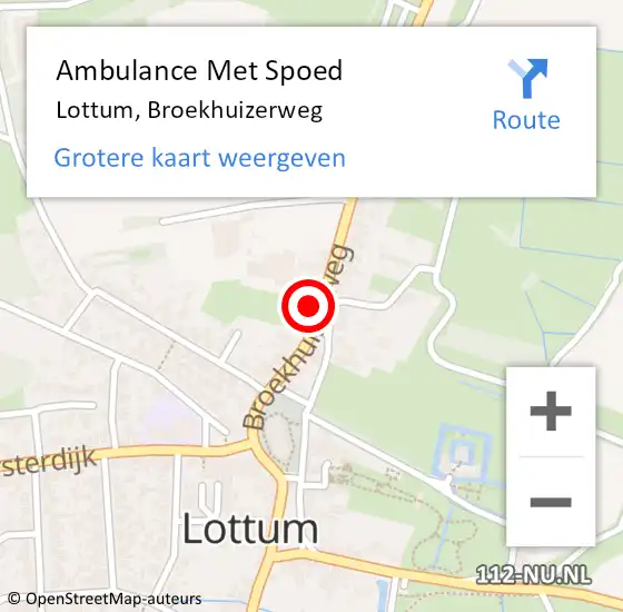 Locatie op kaart van de 112 melding: Ambulance Met Spoed Naar Lottum, Broekhuizerweg op 19 januari 2015 10:25