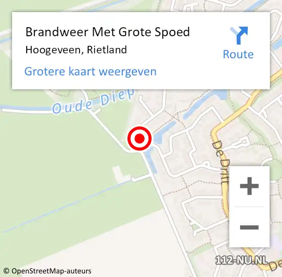 Locatie op kaart van de 112 melding: Brandweer Met Grote Spoed Naar Hoogeveen, Rietland op 28 oktober 2013 08:43