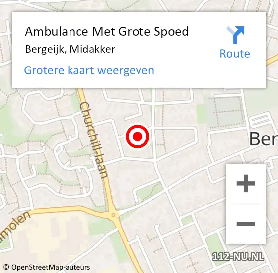 Locatie op kaart van de 112 melding: Ambulance Met Grote Spoed Naar Bergeijk, Midakker op 19 januari 2015 11:21