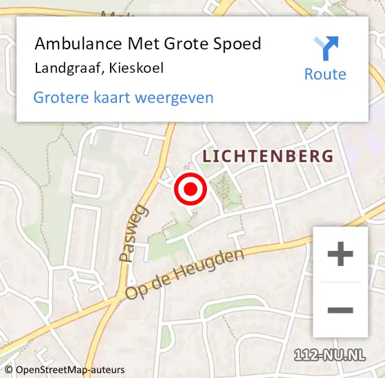 Locatie op kaart van de 112 melding: Ambulance Met Grote Spoed Naar Landgraaf, Kieskoel op 19 januari 2015 11:40