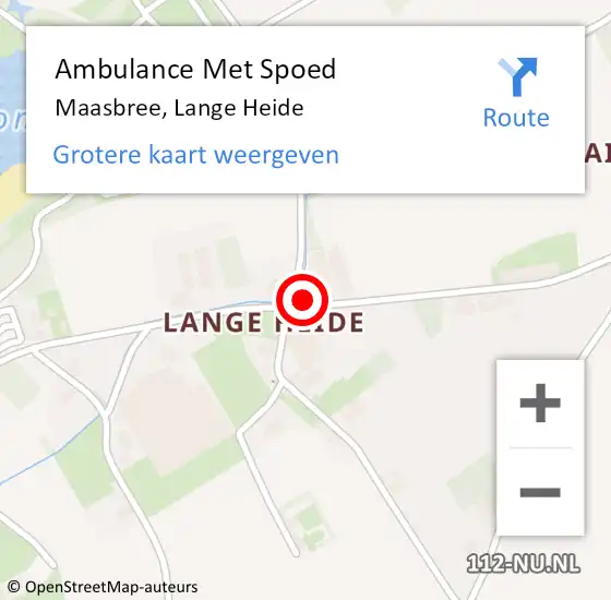 Locatie op kaart van de 112 melding: Ambulance Met Spoed Naar Maasbree, Lange Heide op 19 januari 2015 11:56