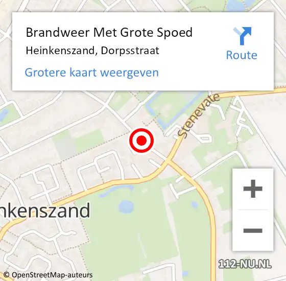 Locatie op kaart van de 112 melding: Brandweer Met Grote Spoed Naar Heinkenszand, Dorpsstraat op 19 januari 2015 13:02