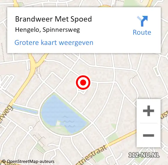 Locatie op kaart van de 112 melding: Brandweer Met Spoed Naar Hengelo, Spinnersweg op 28 oktober 2013 08:56