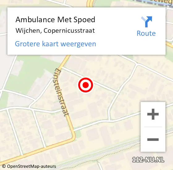 Locatie op kaart van de 112 melding: Ambulance Met Spoed Naar Wijchen, Copernicusstraat op 19 januari 2015 13:49