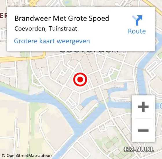 Locatie op kaart van de 112 melding: Brandweer Met Grote Spoed Naar Coevorden, Tuinstraat op 19 januari 2015 13:50