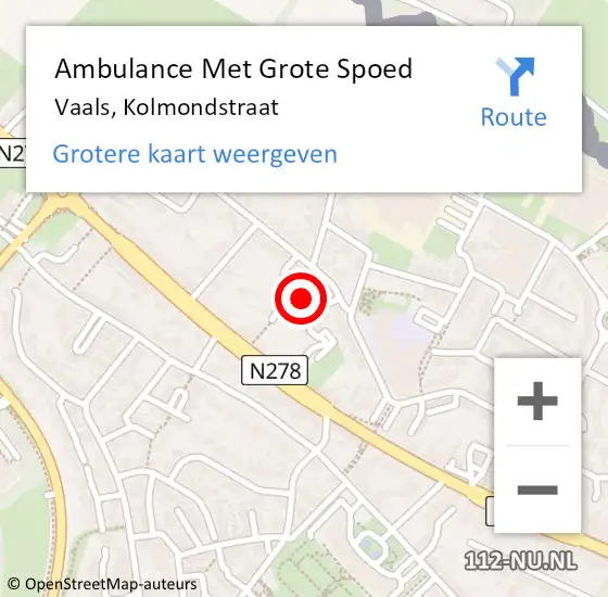 Locatie op kaart van de 112 melding: Ambulance Met Grote Spoed Naar Vaals, Kolmondstraat op 19 januari 2015 13:56