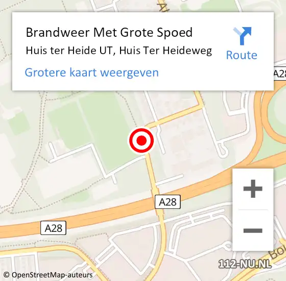 Locatie op kaart van de 112 melding: Brandweer Met Grote Spoed Naar Huis ter Heide UT, Huis Ter Heideweg op 10 september 2013 22:41