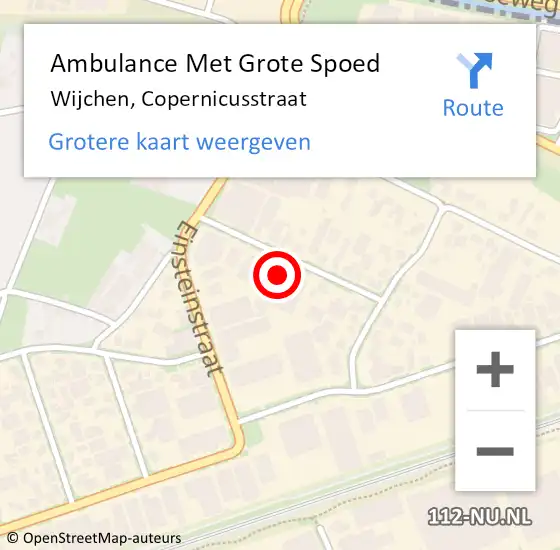 Locatie op kaart van de 112 melding: Ambulance Met Grote Spoed Naar Wijchen, Copernicusstraat op 19 januari 2015 14:09