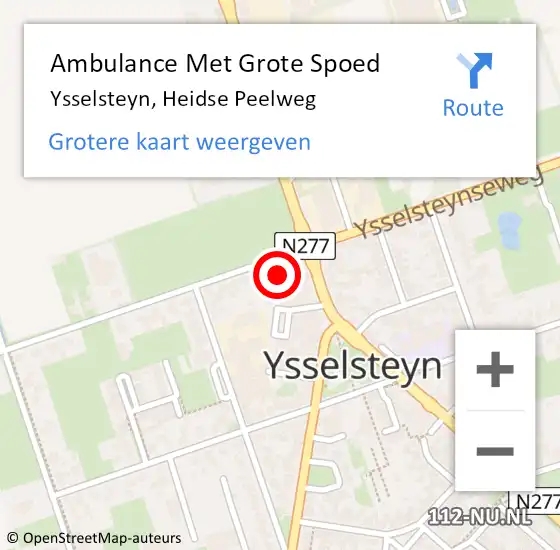 Locatie op kaart van de 112 melding: Ambulance Met Grote Spoed Naar Ysselsteyn, Heidse Peelweg op 28 oktober 2013 09:01