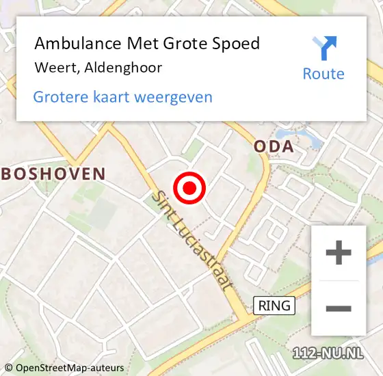 Locatie op kaart van de 112 melding: Ambulance Met Grote Spoed Naar Weert, Aldenghoor op 19 januari 2015 14:35