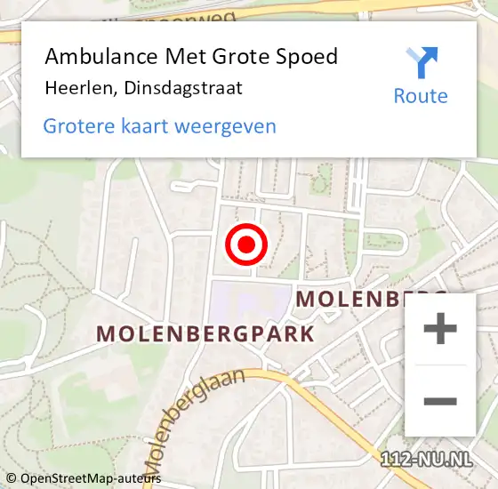 Locatie op kaart van de 112 melding: Ambulance Met Grote Spoed Naar Heerlen, Dinsdagstraat op 19 januari 2015 14:57