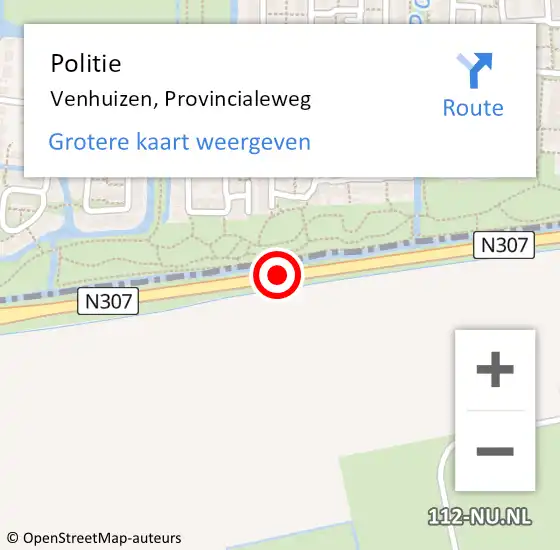 Locatie op kaart van de 112 melding: Politie Venhuizen, Provincialeweg op 19 januari 2015 15:21