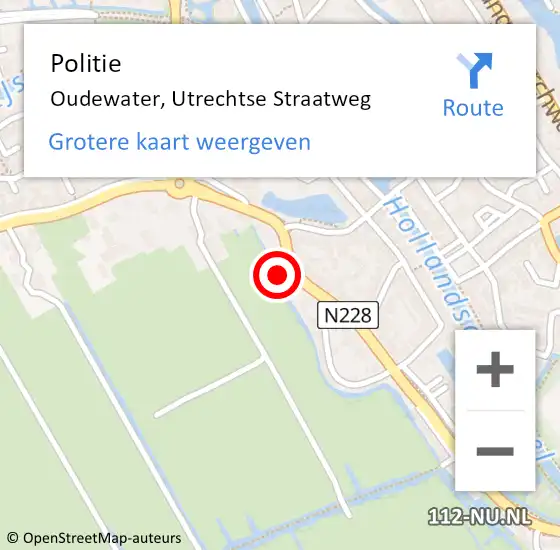 Locatie op kaart van de 112 melding: Politie Oudewater, Utrechtse Straatweg op 19 januari 2015 15:30