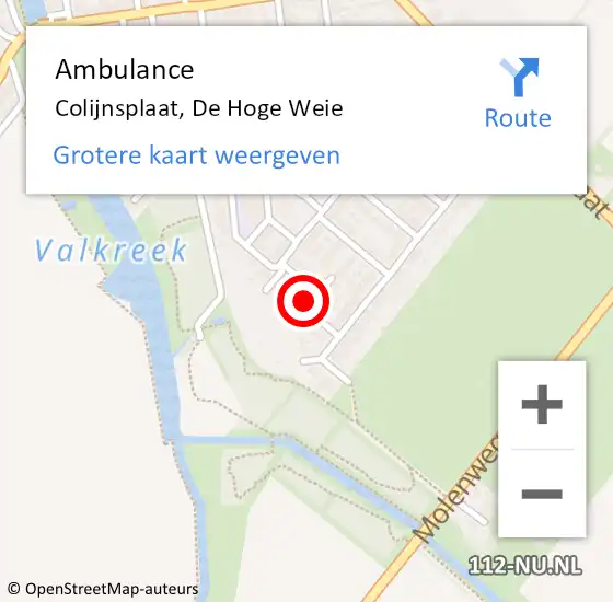 Locatie op kaart van de 112 melding: Ambulance Colijnsplaat, De Hoge Weie op 19 januari 2015 15:52