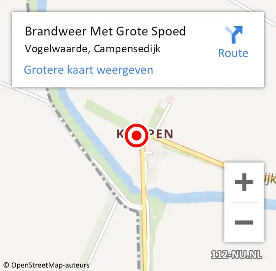 Locatie op kaart van de 112 melding: Brandweer Met Grote Spoed Naar Vogelwaarde, Campensedijk op 19 januari 2015 16:18