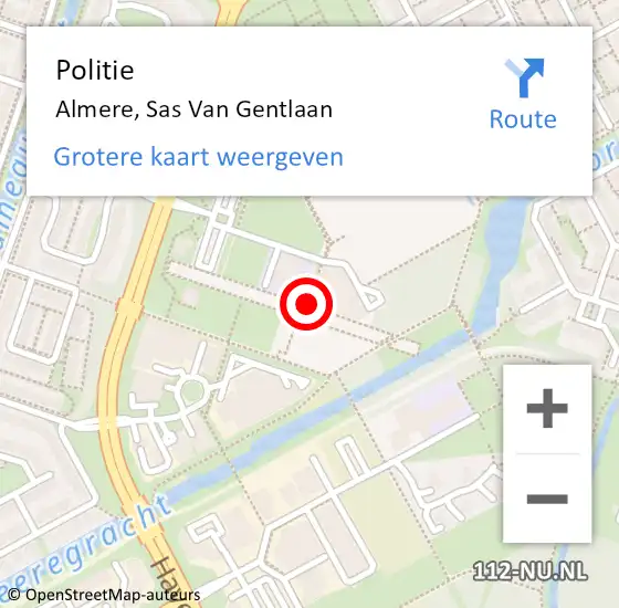 Locatie op kaart van de 112 melding: Politie Almere, Sas Van Gentlaan op 19 januari 2015 16:18