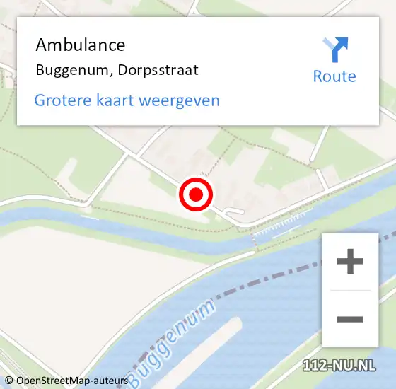 Locatie op kaart van de 112 melding: Ambulance Buggenum, Dorpsstraat op 19 januari 2015 16:19