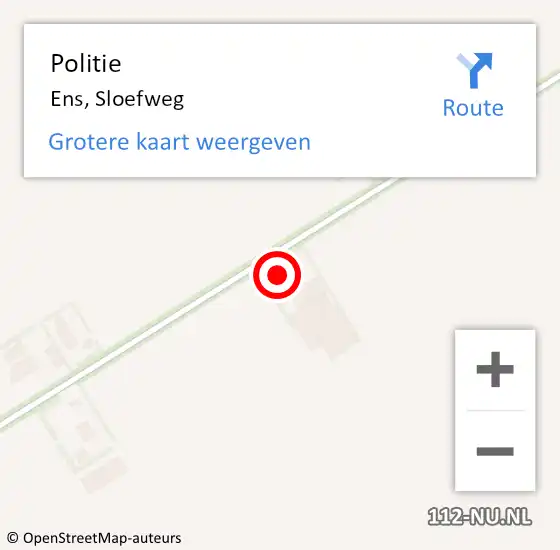 Locatie op kaart van de 112 melding: Politie Ens, Sloefweg op 19 januari 2015 17:11