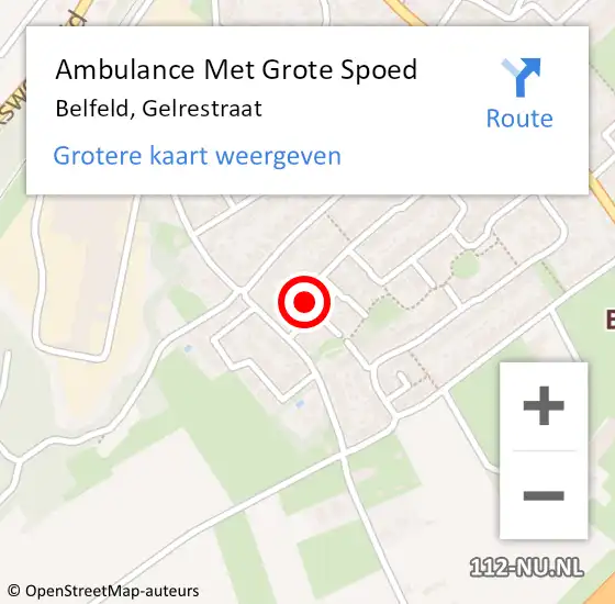 Locatie op kaart van de 112 melding: Ambulance Met Grote Spoed Naar Belfeld, Gelrestraat op 19 januari 2015 17:18