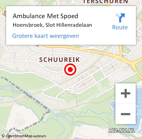 Locatie op kaart van de 112 melding: Ambulance Met Spoed Naar Hoensbroek, Slot Hillenradelaan op 19 januari 2015 17:19