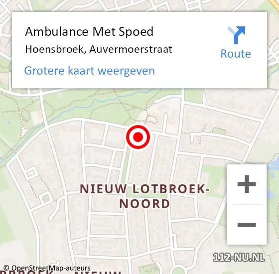 Locatie op kaart van de 112 melding: Ambulance Met Spoed Naar Hoensbroek, Auvermoerstraat op 19 januari 2015 17:59