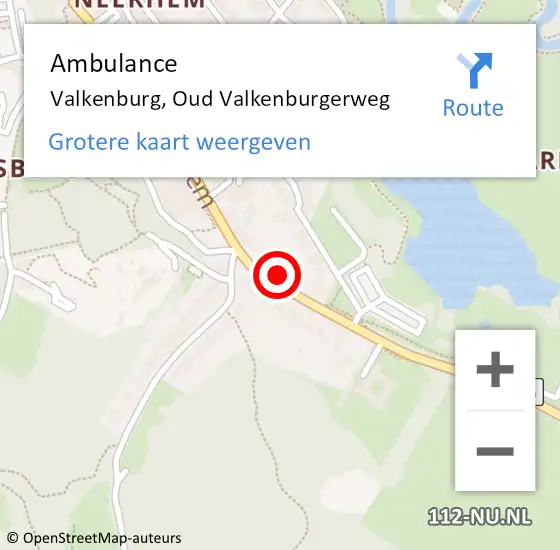 Locatie op kaart van de 112 melding: Ambulance Valkenburg, Oud Valkenburgerweg op 19 januari 2015 18:26