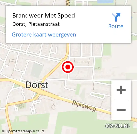 Locatie op kaart van de 112 melding: Brandweer Met Spoed Naar Dorst, Plataanstraat op 19 januari 2015 18:33