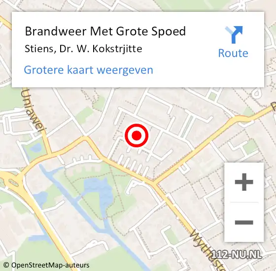 Locatie op kaart van de 112 melding: Brandweer Met Grote Spoed Naar Stiens, Dr. W. Kokstrjitte op 19 januari 2015 19:09