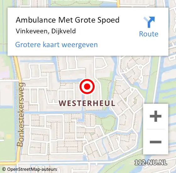 Locatie op kaart van de 112 melding: Ambulance Met Grote Spoed Naar Vinkeveen, Dijkveld op 19 januari 2015 19:26